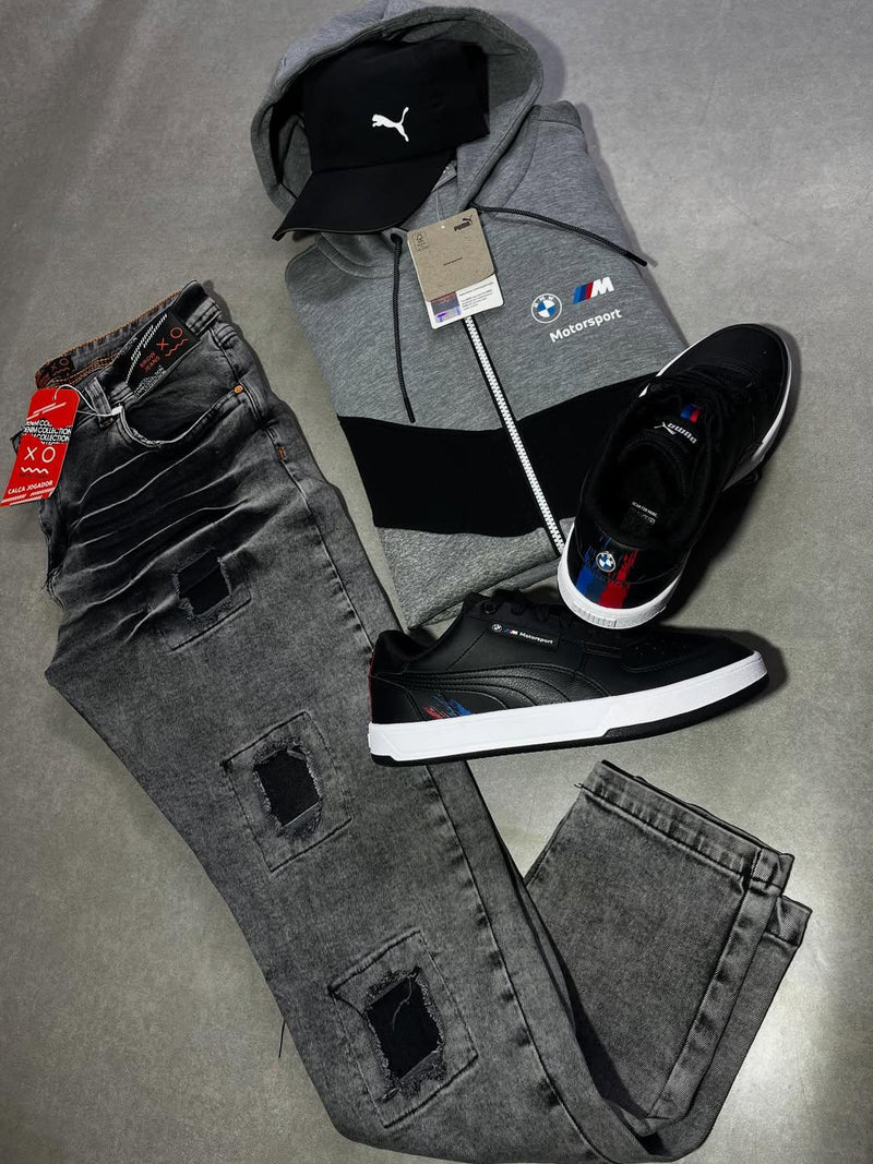 Kit Completo Pma com Jaqueta, Boné, Jeans e Tênis