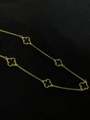 Kit Corrente + Pulseira Trevo Preto 2mm